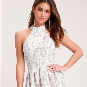 Seasons of Love White Lace Halter Skater Dress